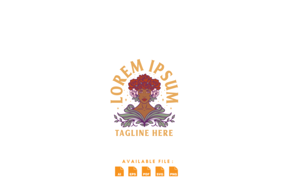 Beauty African American Girl with Floral Graphics and Illustrations