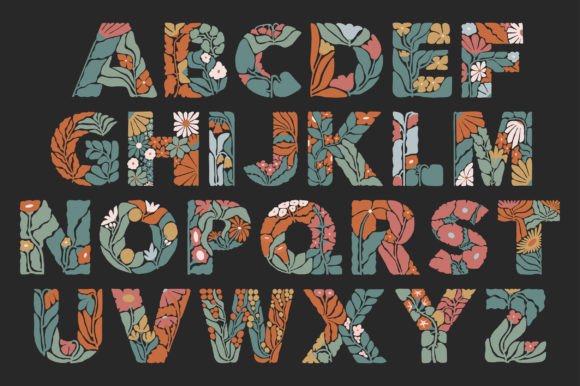 Boho Floral Alphabet Letter Illustration Graphics