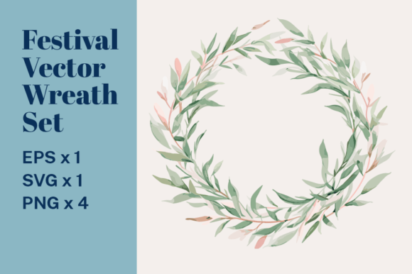 Botanical Wreath Set of 4. Floral Bundle Graphics and Illustrations Review