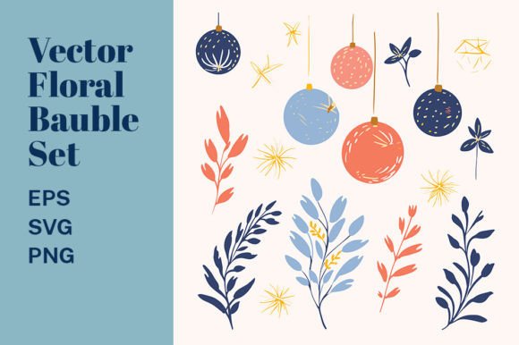 Christmas Floral Bauble SVG Clipart Set for Graphics and Illustrations