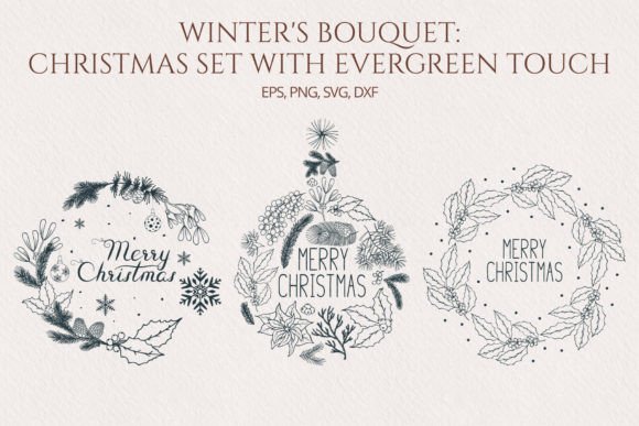 Christmas Floral Compositions Wreaths Graphics for Handmade Creators