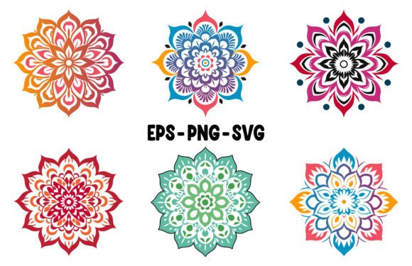 Colorful Floral Mandala Art Vector Set: Graphics and Illustrations for Branding