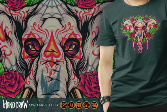Death Botanical Beauty Floral Elephant Graphics and Illustrations