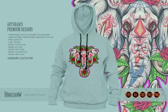 Elephant Floral Fantasy Ornamental Beaut Graphics and Illustrations