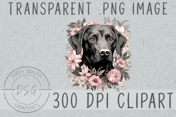 Floral Black Lab Dog Graphics and Illustrations Review