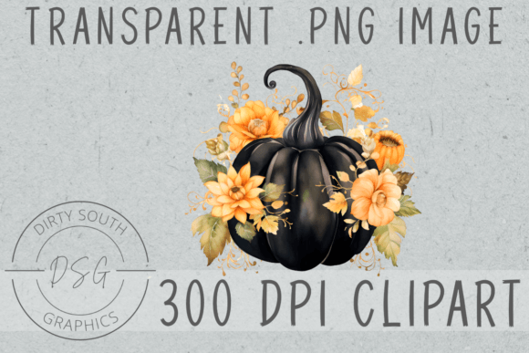Floral Black Pumpkin Arrangement Graphics and Illustrations Review
