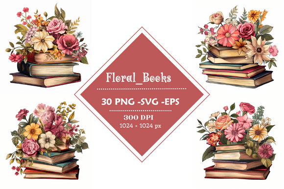 Floral Books - Watercolor Book Clipart Graphics and Illustrations Review