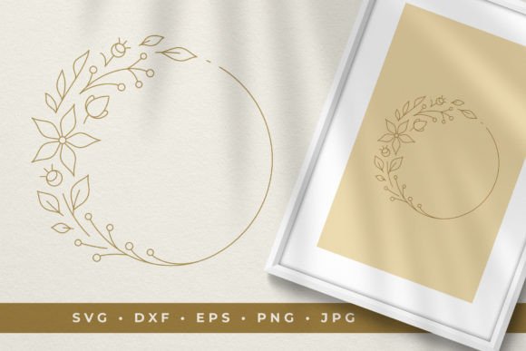 Floral Circle Frame Botanical Ornament for Graphics and Illustrations