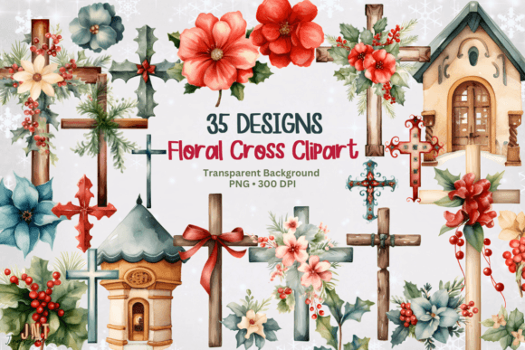 Floral Cross Clipart PNG: Essential Graphics and Illustrations for Editorial Design