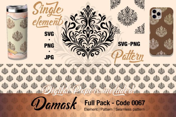 Floral Damask Motif Element Pack - 0067