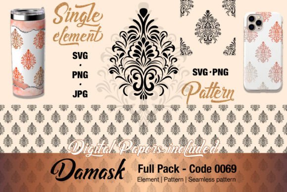 Floral Damask Motif Element Pack - 0069