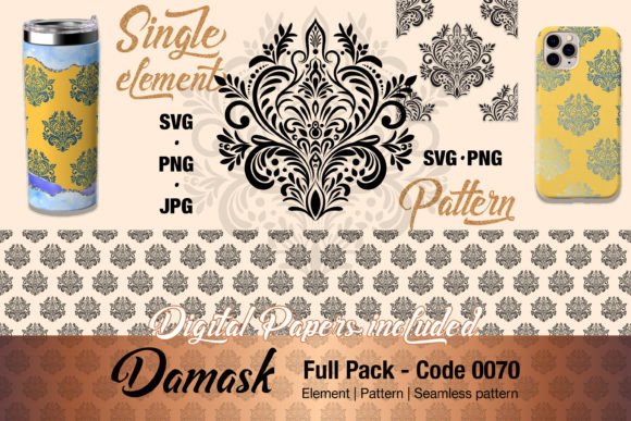 Floral Damask Motif Element Pack - 0070: Premium Graphics and Illustrations for Editorial Design