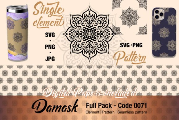 Floral Damask Motif Element Pack - 0071 Graphics and Illustrations
