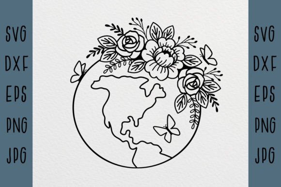 Floral Earth Svg, Planet Earth Svg, Graphics and Illustrations Review