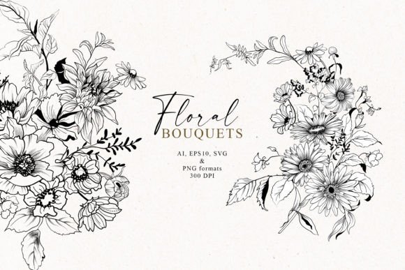 Floral Line Art Bouquets: Essential Graphics & Illustrations
