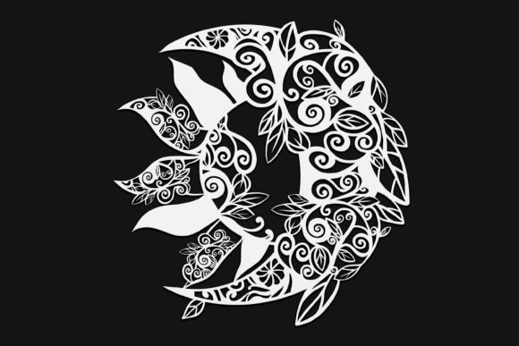 Floral Moon and Sun Drawing 65 Graphics