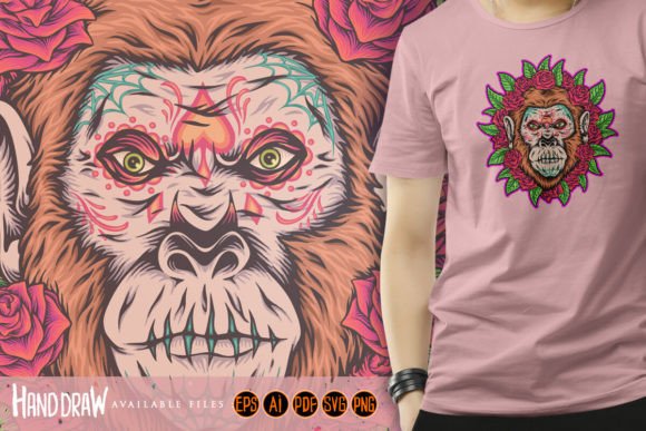 Floral Ornaments Monkey Muertos Graphics and Illustrations