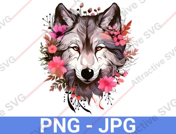 Floral Wolf - Wolf with Flowers, Head Graphics & Illustrations Review