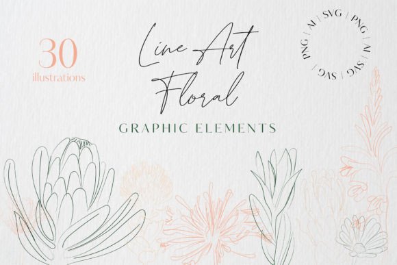 Line Art Floral Elements: Essential Graphics and Illustrations for Modern Design