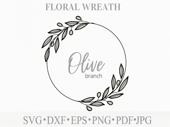 Olives Leaves Floral Circle Frame Svg for Modern Graphics