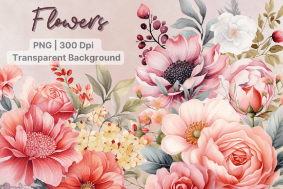 Pink Brush Flower, Watercolor Floral: A Graphic Design Asset Review
