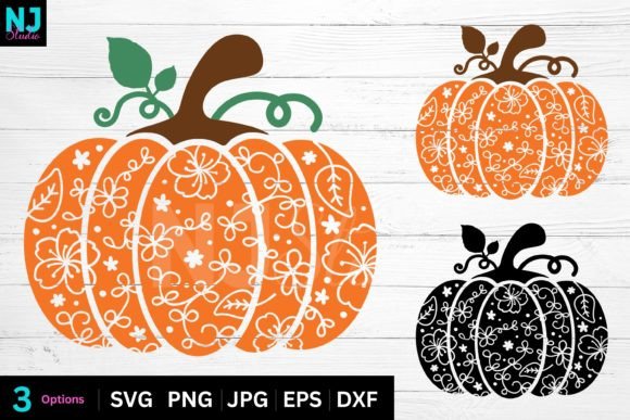 Pumpkin Floral Fall Autumn Thanksgiving Graphics and Illustrations