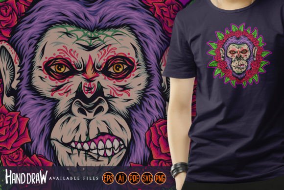 Scary Monkey Muertos Creepy Floral Graphics and Illustrations Review