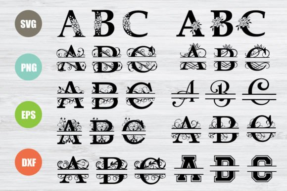 Split Letters Bundle SVG, Floral Letters Graphics