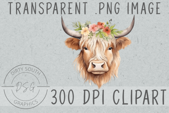 Watercolor Floral Boho Highland Cow Graphics and Illustrations Review