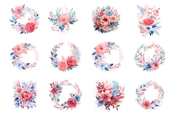 Watercolor Floral Bundle Vector Design for Graphics & Illustrations