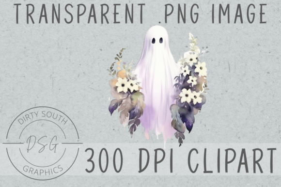 Watercolor Floral Halloween Ghost Graphics and Illustrations Review