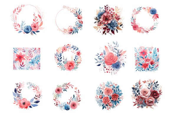 Watercolor Vector Floral Bundle Download for Graphics & Illustrations