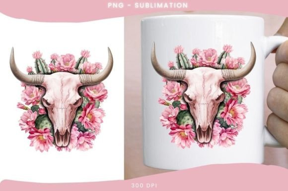 Western Floral Cow Skull PNG Instant Graphics and Illustrations Review